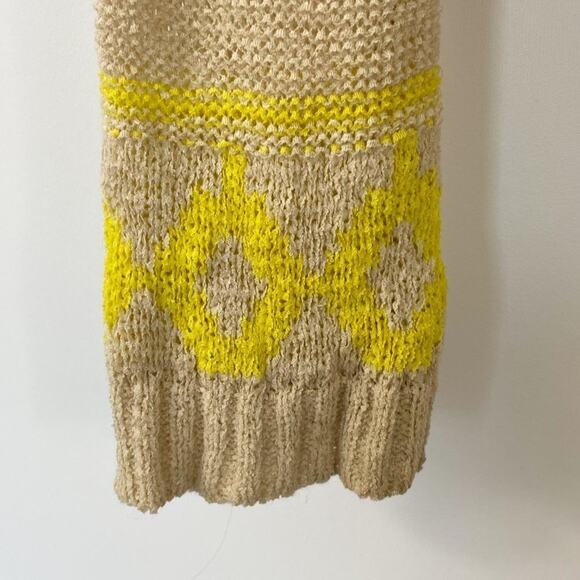 Lulus Boho Aztec Embroidered Print Lightweight Knit Sweater Beige - Picture 4 of 6